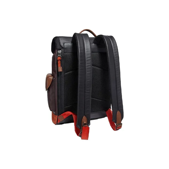 COACH Rivington Leather Travel Bag Backpack Large Size Men's Black Purple Multicolor-1