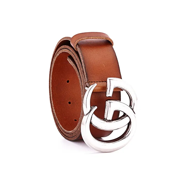 GUCCI Double G Palladium Buckle Leather Belt 1.5'W-3