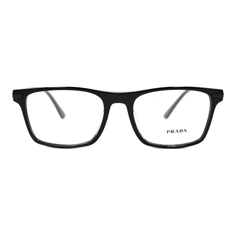 PRADA Plate Frame Rectangular Eyeglass Frames Men's Black-1
