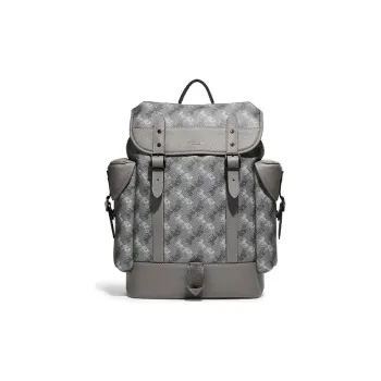 COACH Hitch Canvas Leather Backpack Large Size Men's Black & Gray