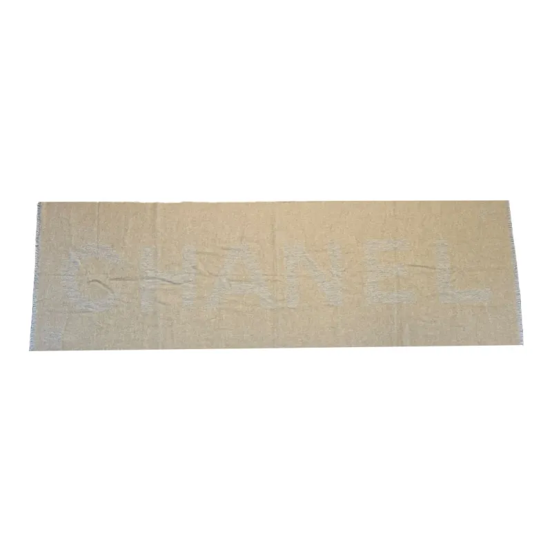 CHANEL Knit Scarves Unisex Beige Camel-2