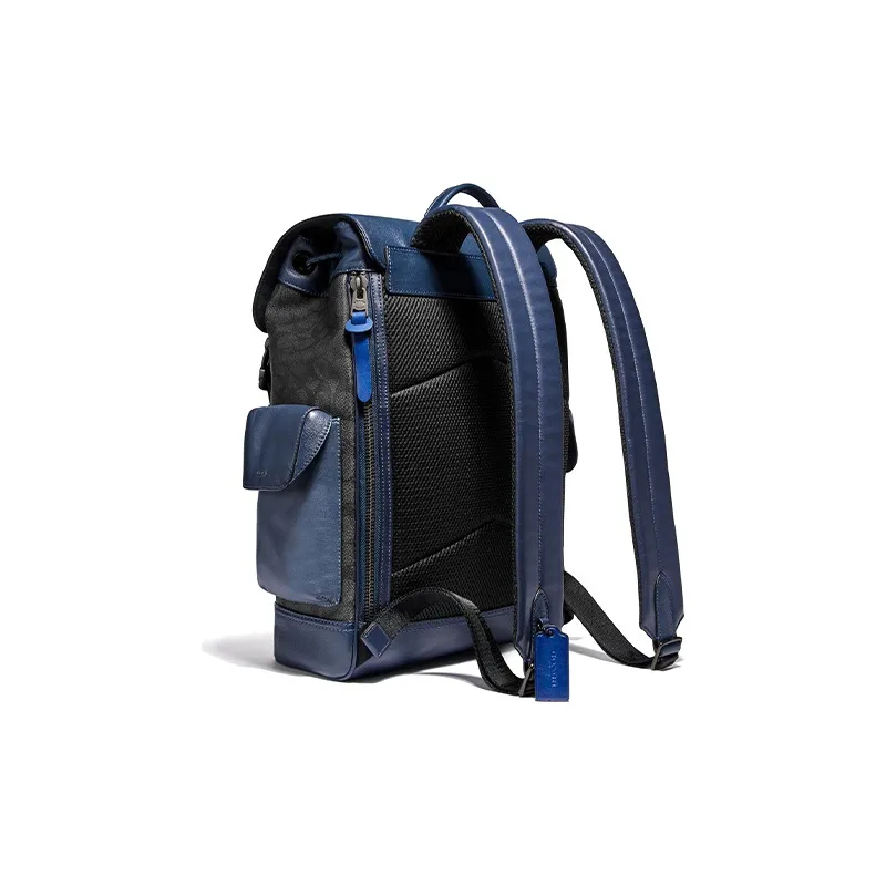 COACH Rivington Coated Canvas Travel Bag Backpack Tubas Men's Dark Blue-1