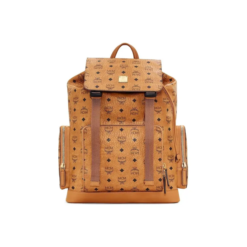 MCM Brandenburg Backpack Visetos Small Cognac-0