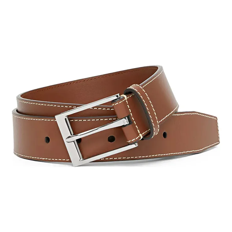Burberry Chenille Thread Leather Tan Men's Width: 3.5cm-2