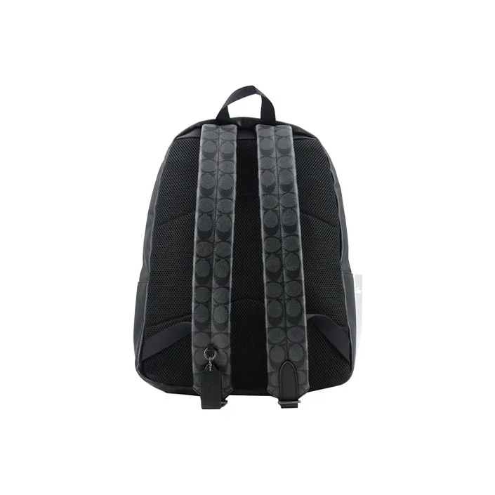 COACH Houston Canvas With Leather Backpack Medium Size Men's Charcoal Black-3