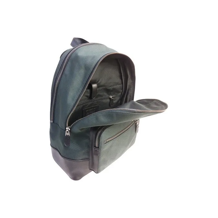 COACH West Nylon Leather Backpack Large Size Men's Green-3