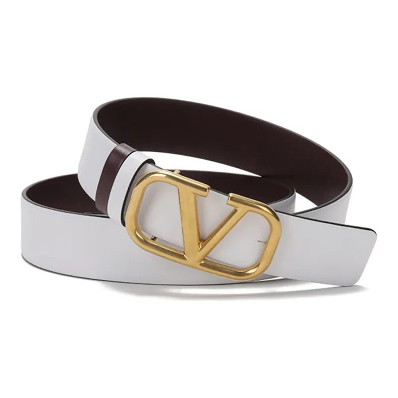 Valentino Leather Belts Women's White/Burgundy-3