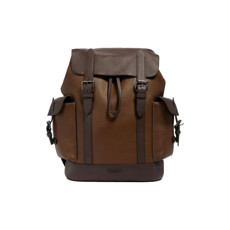 COACH Hudson Leather Backpack Medium Size Men's Brown Gradient-0