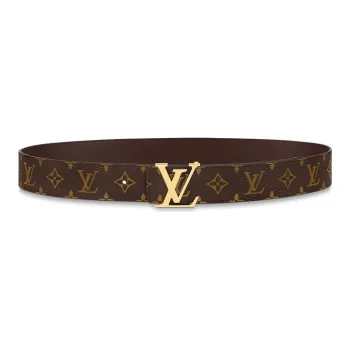 LOUIS VUITTON Monogram Smooth Buckle Cow Leather Leather Belts Men's Brown Width  4cm