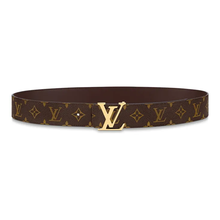 LOUIS VUITTON Monogram Smooth Buckle Cow Leather Leather Belts Men's Brown Width: 4cm-0