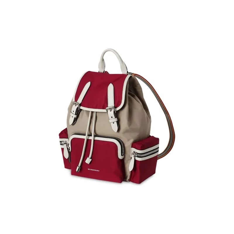 Burberry Polyamide And Leather Backpack Women's Red-1