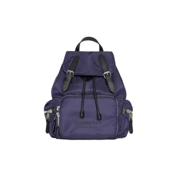 Burberry Logo Print Nylon Double Buckle Backpack Navy