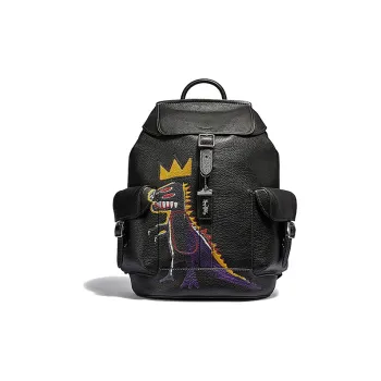 COACH Basquiat Collaboration Wells Leather Backpack Large Size Men's Black