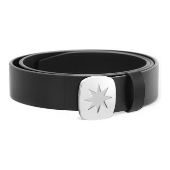 Kami Anger Original Design Octagonal Star Mirror Steel Buckle Genuine Leather Belts Unisex