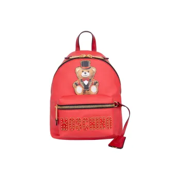 MOSCHINO Leather Backpack Women's Red
