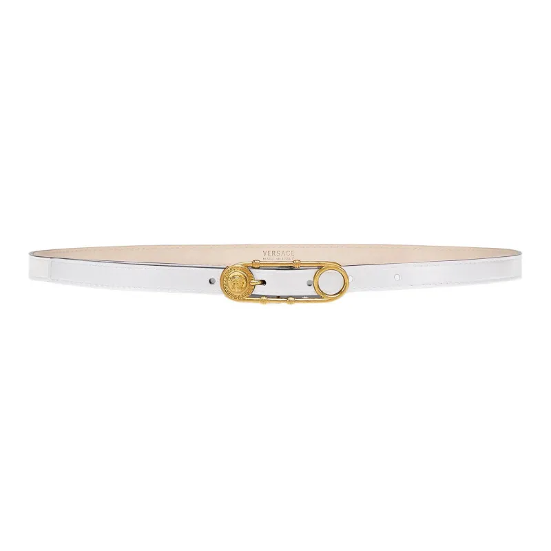 VERSACE Leather Belts Women's White-0