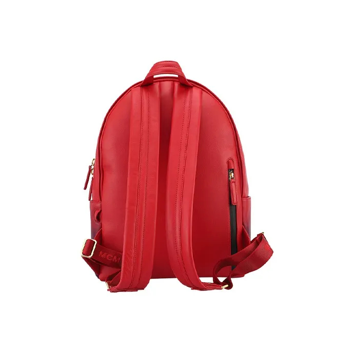MCM Leather Cow Leather Brogues Backpack Women's Violet Gradient Red-2