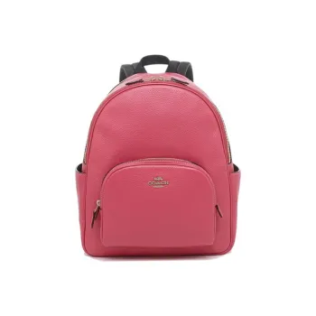 COACH Court Leather Backpack Medium Size Women's Fuchsia