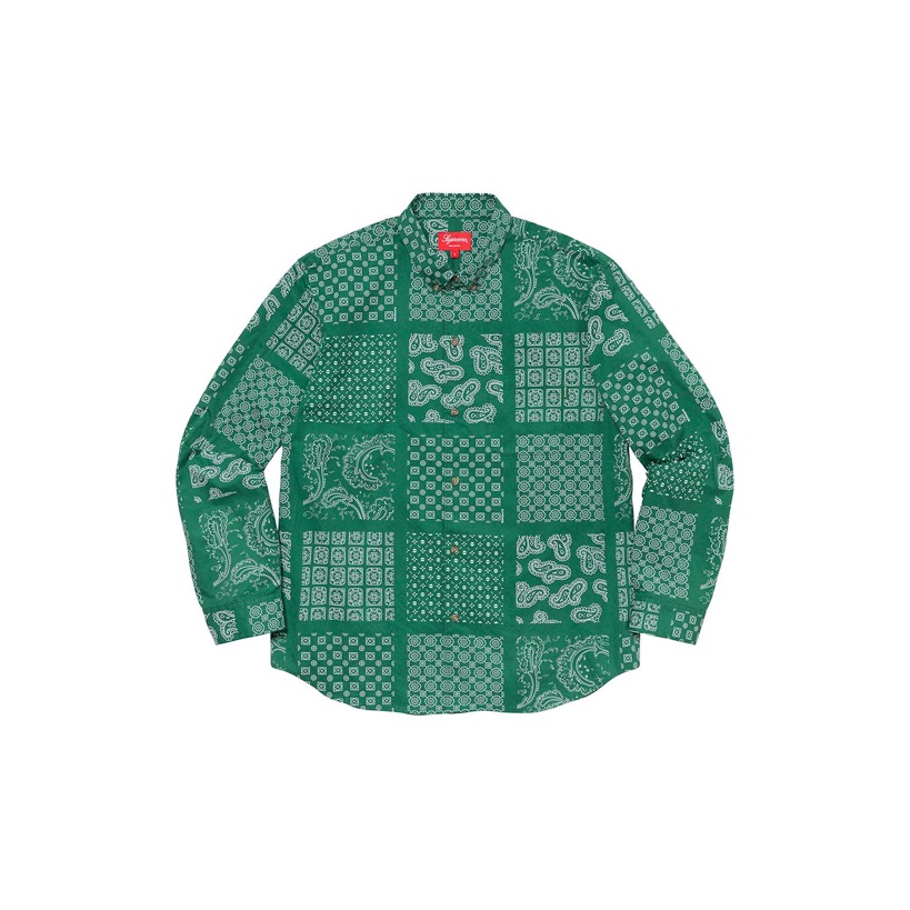 20SS Supreme Paisley Grid Shirt Black Bandana シュプリーム