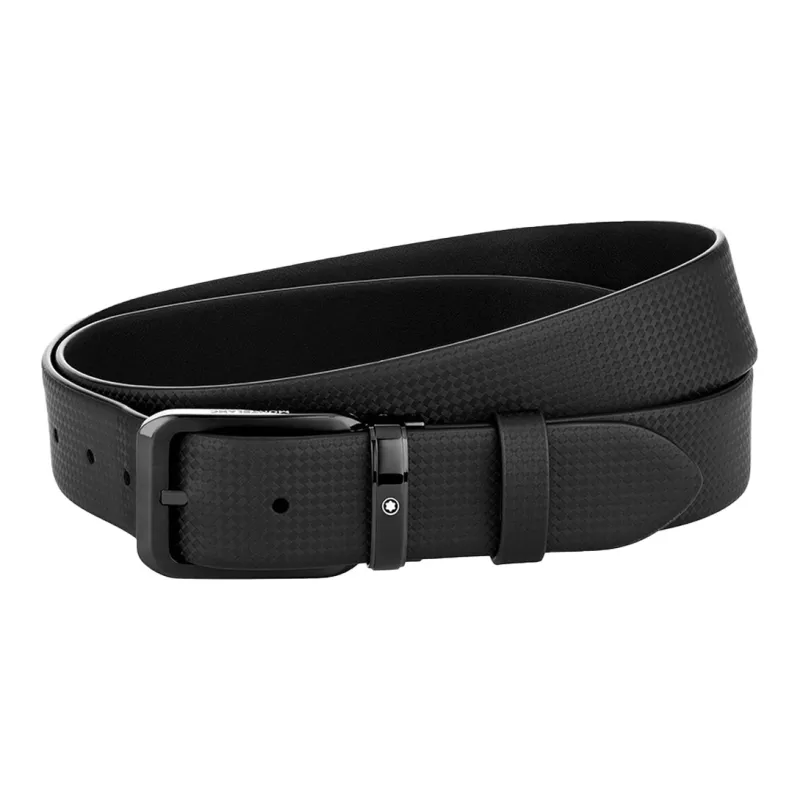 MONTBLANC Leather Belts Men's Black Width 3.5cm-0