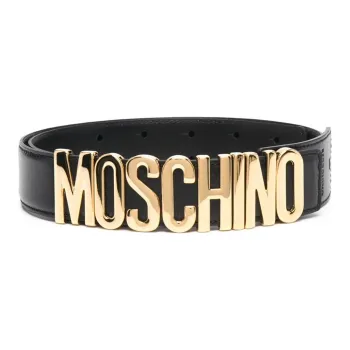 MOSCHINO Logo Plaque Buckle Belt