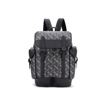 COACH Hitch Leather Backpack Large Size Men's Charcoal Black
