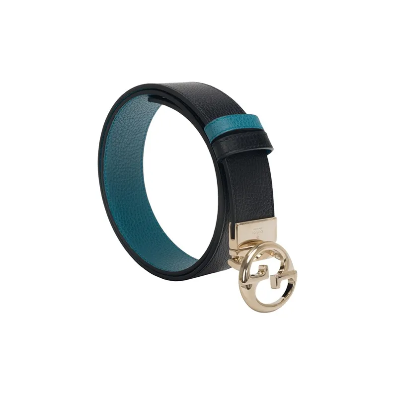 GUCCI Leather Belts Women's Black/Blue-1