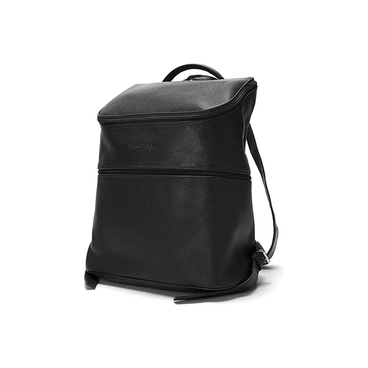 LONGCHAMP Le Foulonné Cow Leather Backpack Medium Size Men's Black-1