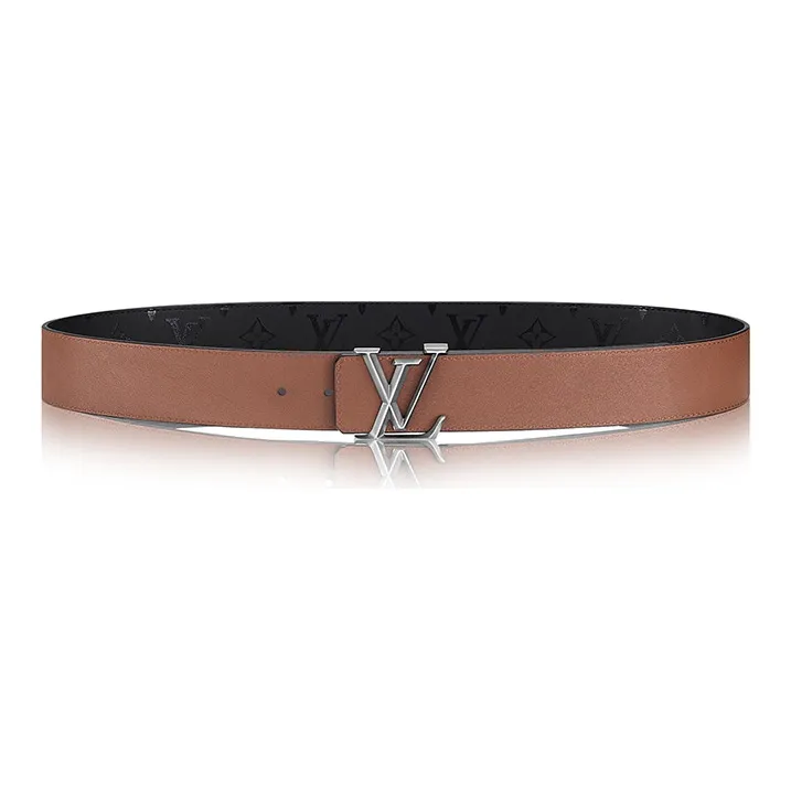 LOUIS VUITTON Double-Sided Pin Buckle Cow Leather Leather Belts Men's Black/Brown Width: 4cm-1