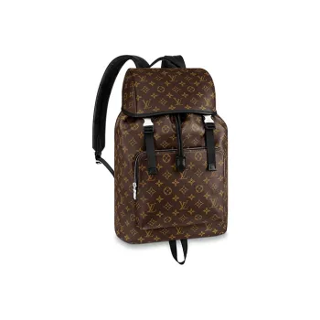 LOUIS VUITTON Zack Macassar Monogram Canvas With Leather Backpack Men's Brown