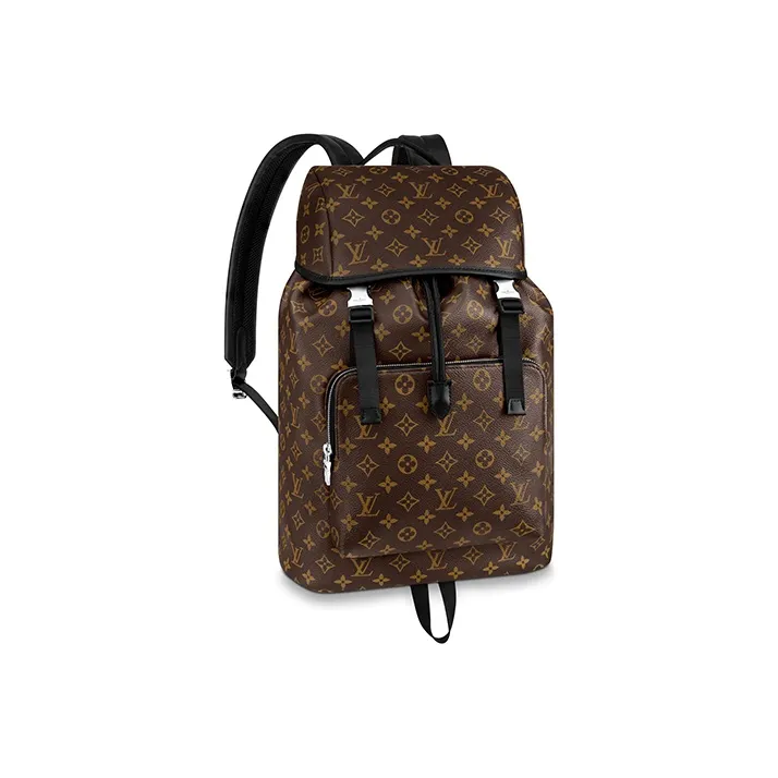 LOUIS VUITTON Zack Macassar Monogram Canvas With Leather Backpack Men's Brown-0