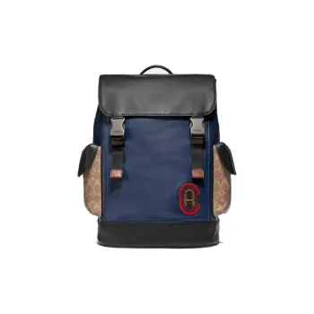COACH Rivington Backpack Men's Black/Blue/Khaki Monogram