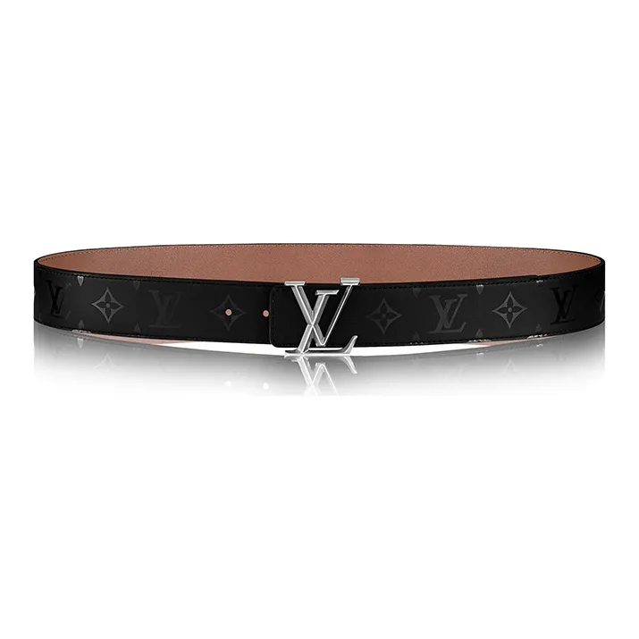 LOUIS VUITTON Double-Sided Pin Buckle Cow Leather Leather Belts Men's Black/Brown Width: 4cm-0
