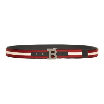 BALLY BUCKLE Classic Stripes Belt Leather Belts Men's Width: 3.5cm