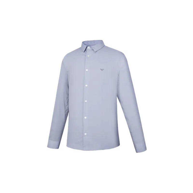 EMPORIO ARMANI Logo Embroidered Buttoned Shirt-1
