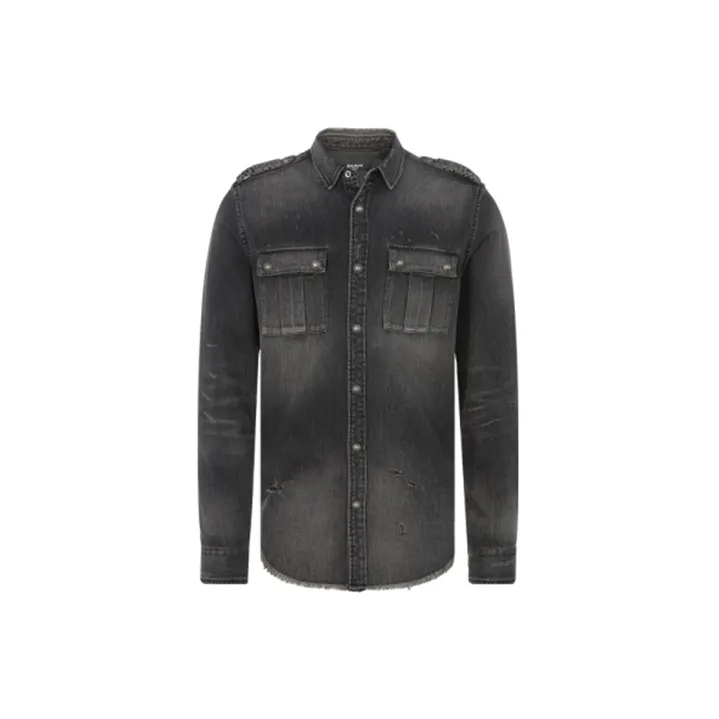 BALMAIN Shirts Men Dark Gray-1