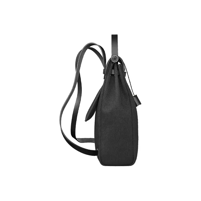HERMES Herbag Zip Canvas With Hunter Cow Leather Handbag Backpack Unisex Black-2