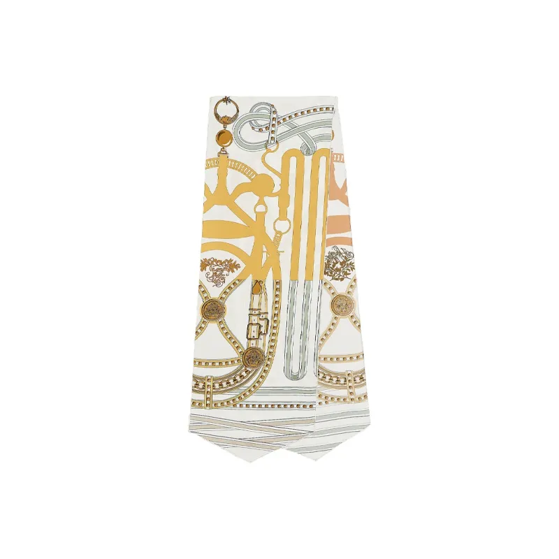 HERMES Silk Scarves Women's Gray White-0