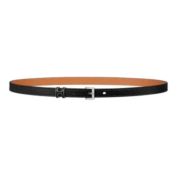 HERMES Pop H 15 Silver Buckle Epsom Calfskin Belt Women's Black Width: 1.5cm