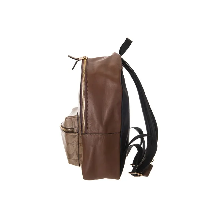 COACH Charlie PVC Backpack Medium Size Women's Khaki & Brown-4