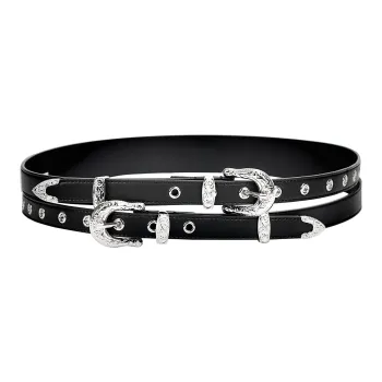 MUSTKOO Corset Belt With Double Straps And Embossed Decoration, Suitable For Business Suit Coat Women's Width 4CM
