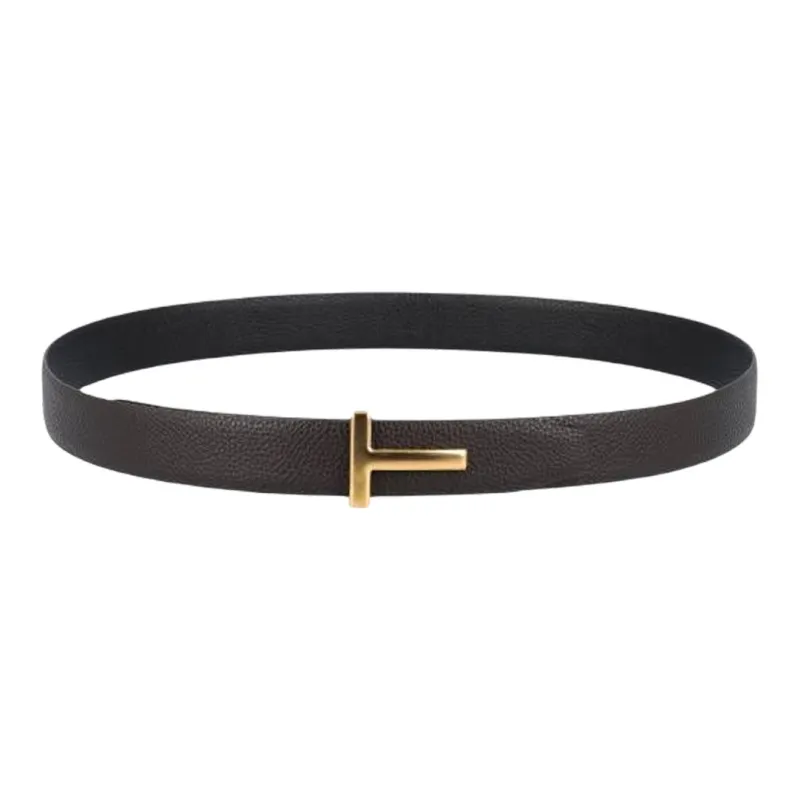 TF Cow Leather Belts Unisex Brown 3cm-0