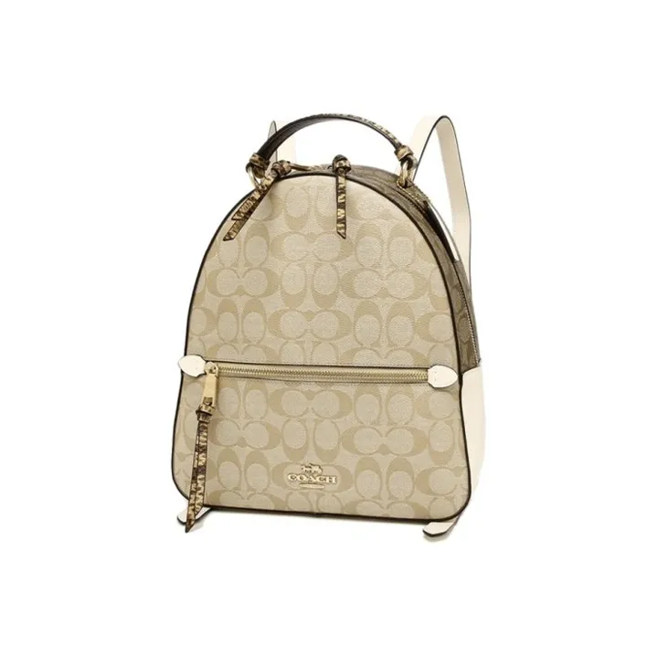 COACH Jordyn Canvas With Leather Backpack Large Size Women's Khaki-2