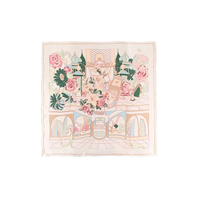 LOST PATTERN Silk Scarves Women's Champagne-1