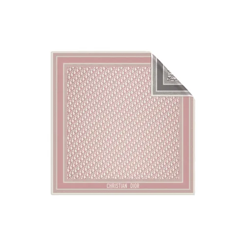 DIOR TWIN Oblique Printing Female Silk Scarf Pink/Grey