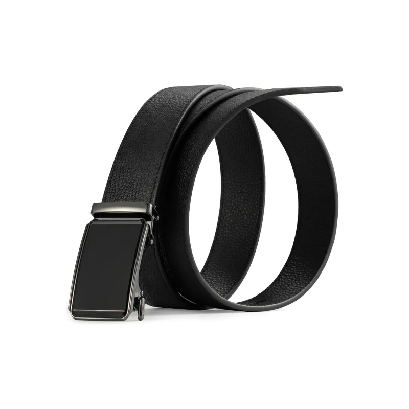 OMT Svens Collection Automatic Buckle Genuine Leather Suit Trouser Includes Dad Belt Men's Black-2