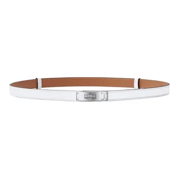 HERMES Kelly Leather Belts Unisex Milk White