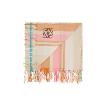 LOEWE Logo Embroidered Fringed Towel
