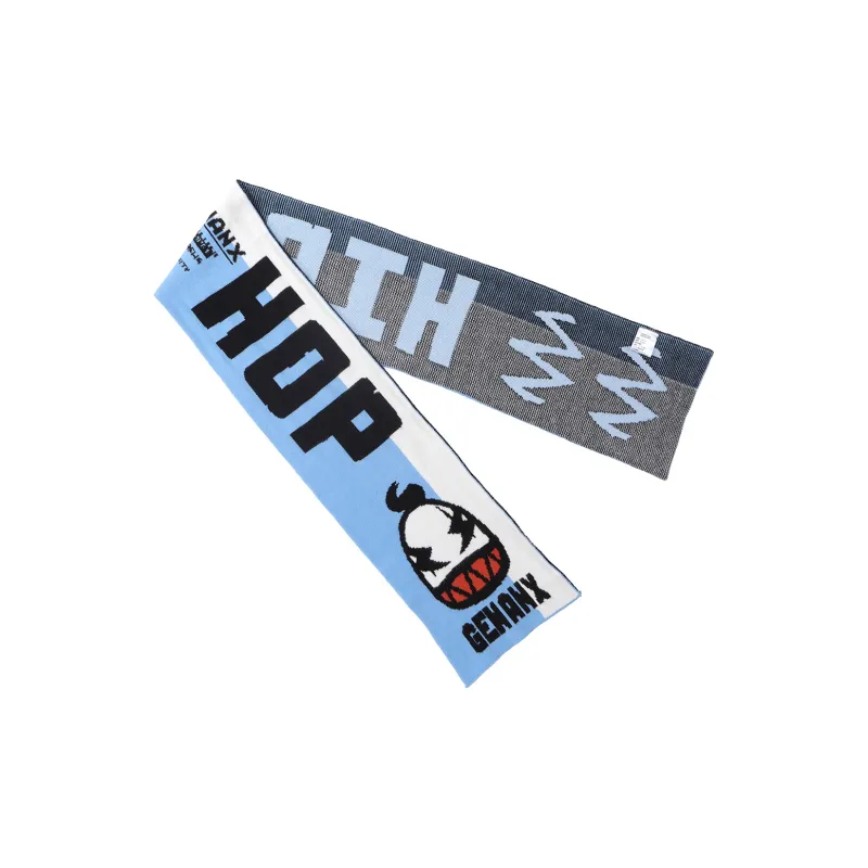 GENANX Knit Scarves Unisex White Blue-2