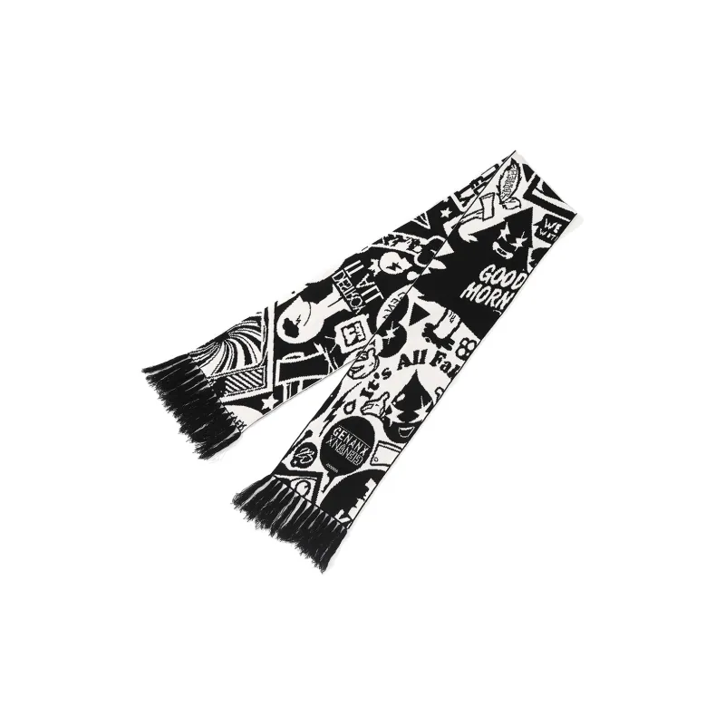 GENANX Scarves Unisex Black White-2